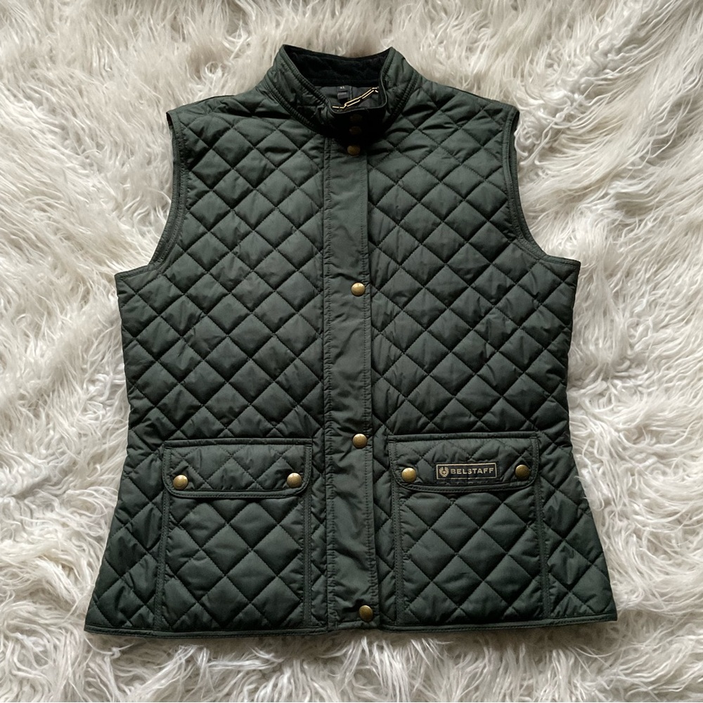Belstaff Green Quilted Vest EUC Size L